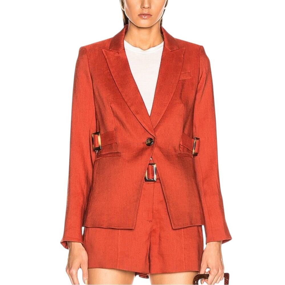 Veronica Beard Baltazar Dickey Linen Blend Rust One Button Blazer 4